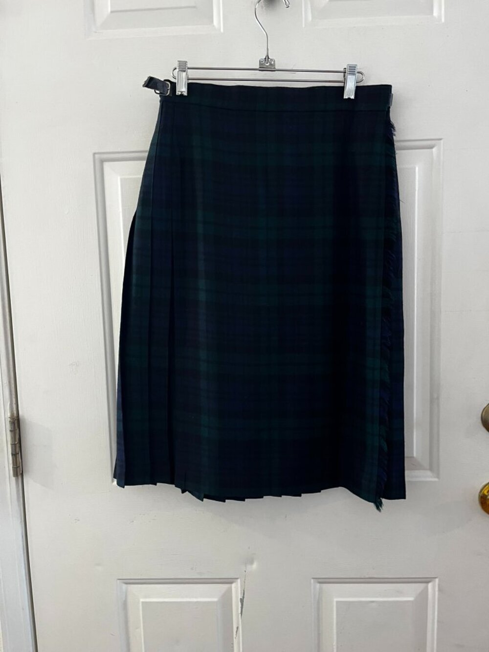 Highland Home Industries Blue/Green Plaid 100% Pure New Wool Classic Skirt Sz 12 - Picture 5 of 8